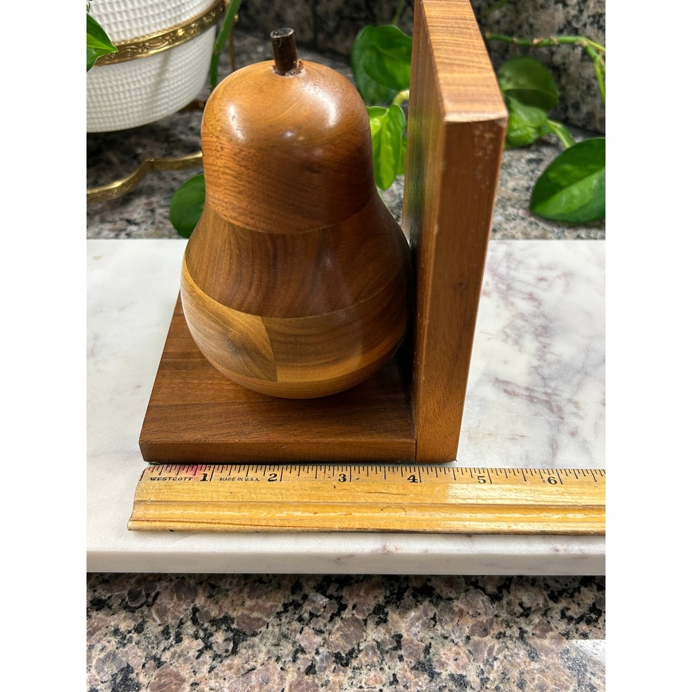 Vintage Mid Century Modern Wooden Pear Bookend Single MCM Office Decor